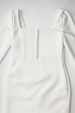 Vestido blanco midi con mangas largas y volantes - Size M