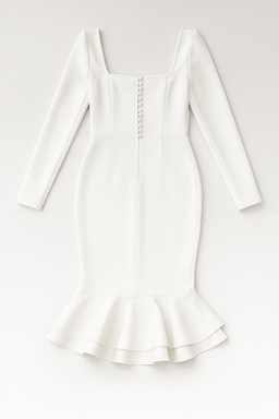 Vestido blanco midi con mangas largas y volantes - Size M