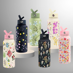 1000ML 3D FLORAL THUMBLER THERMOS BOTTLE