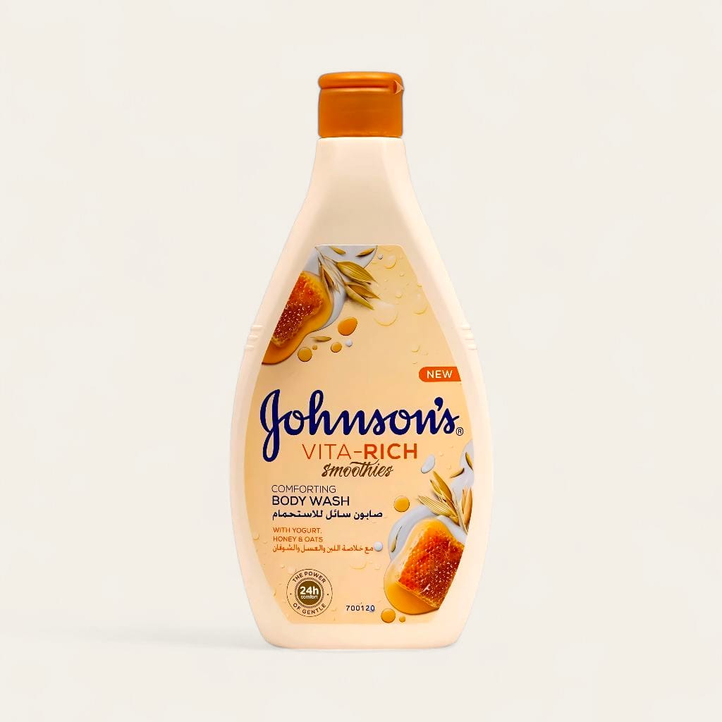 JOHNSON'S VITA-RICH BRIGHTENING BODY WASH WITH YOGURT &HONEY &OATS 400 ML جونسون فيتا ريتش غسول الجسم باللبن والعسل والشوفان 400 مل