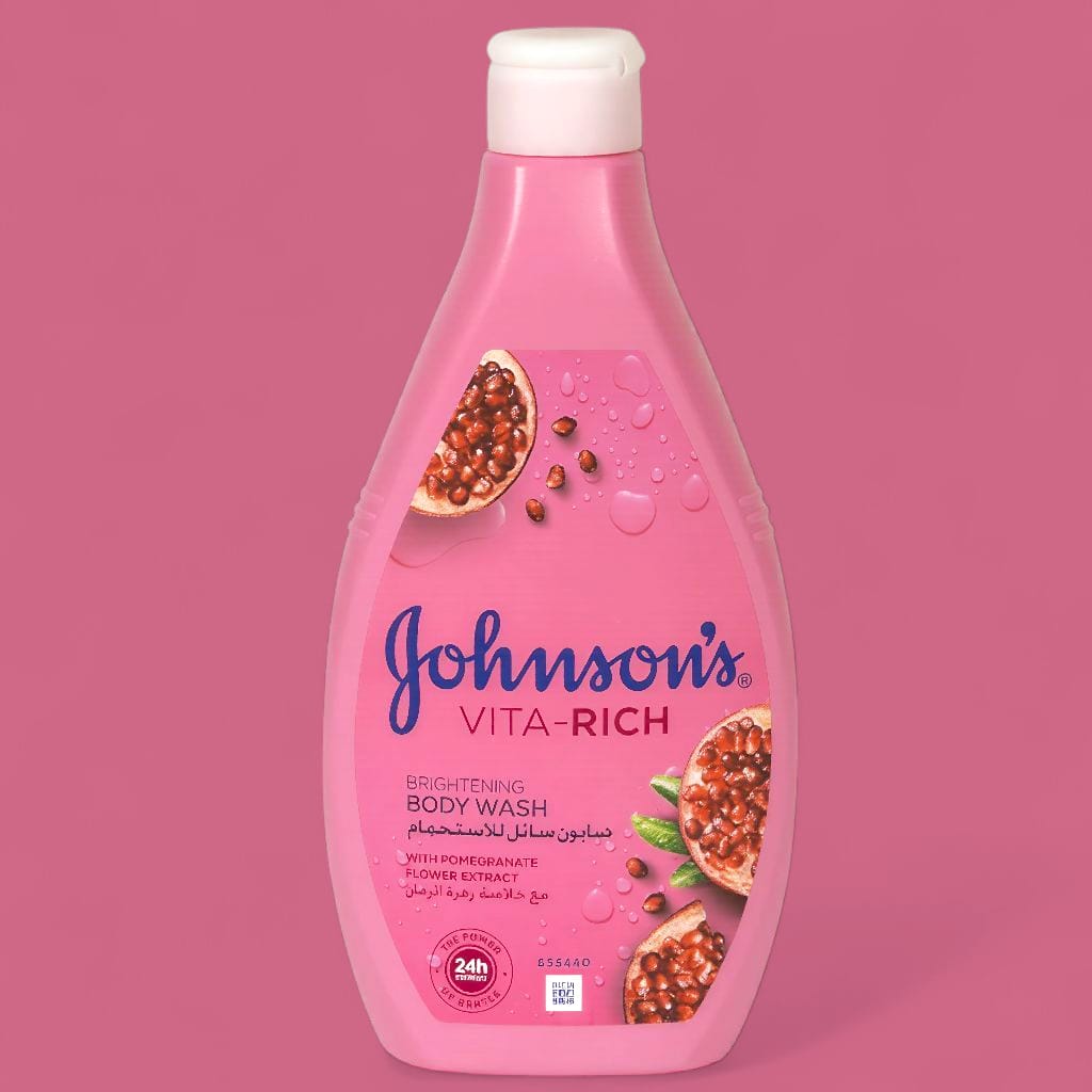 JOHNSON'S VITA-RICH BRIGHTENING BODY WASH WITH POMEGRANATE FLOWER 400 ML صابون سائل للاستحمام فيتا رتش مع خلاصة زهر الرمان من جونسون 400 مل