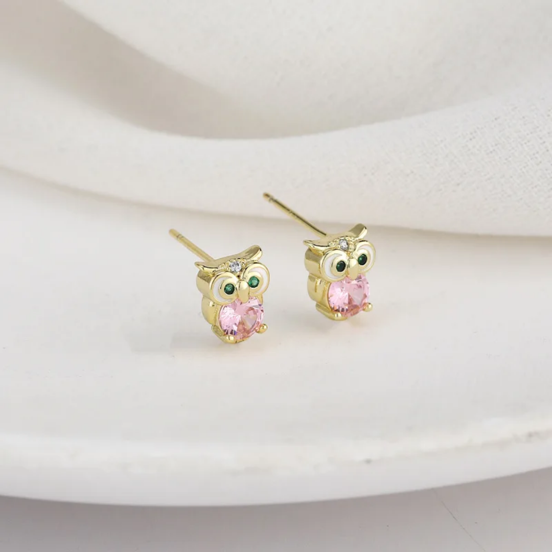Blush Owls Stud Earrings_0