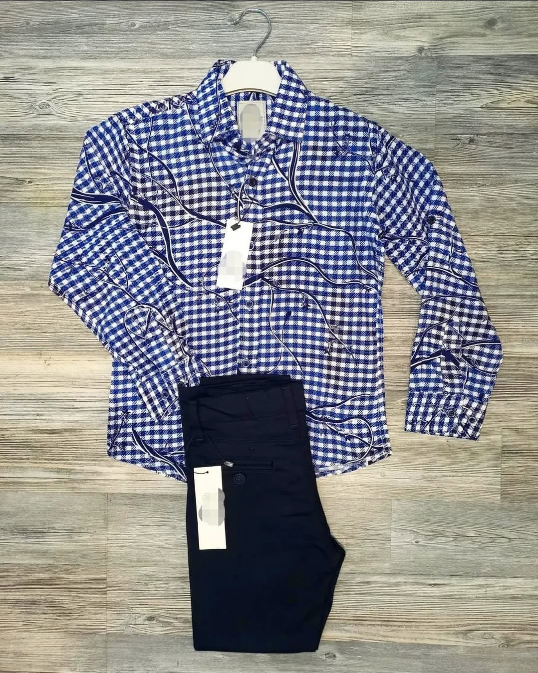 Navy Trousers with Matching Shirt _0