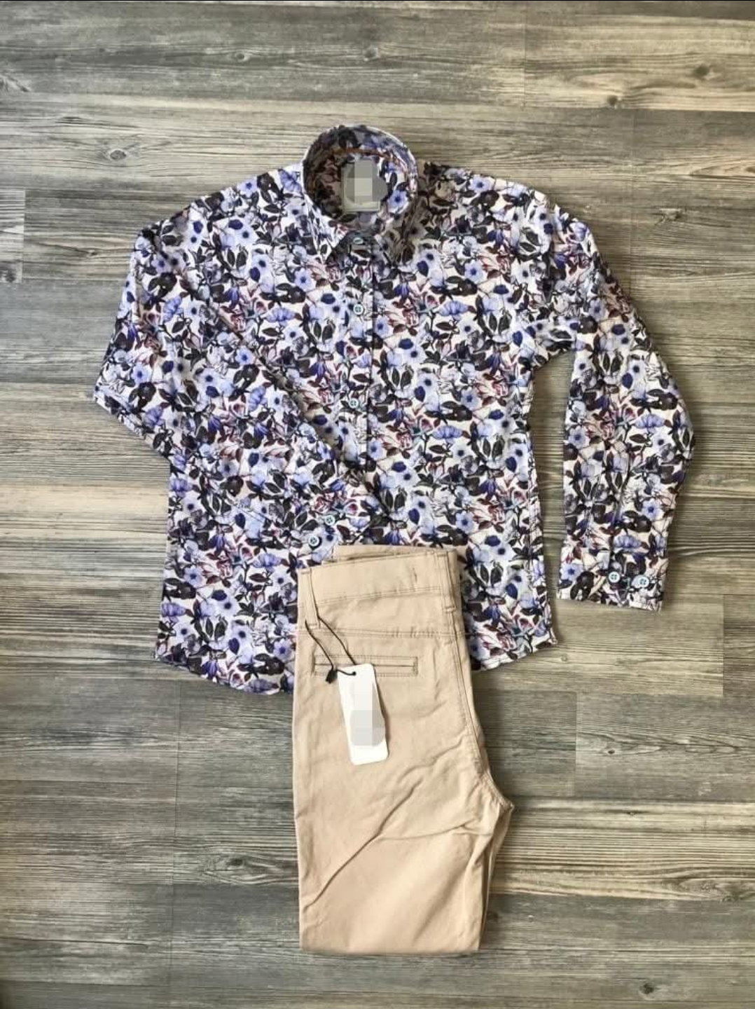 Beige Trousers with Matching Shirt 