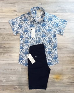 Short Sleeved Floral Shirt with Matching Shorts 