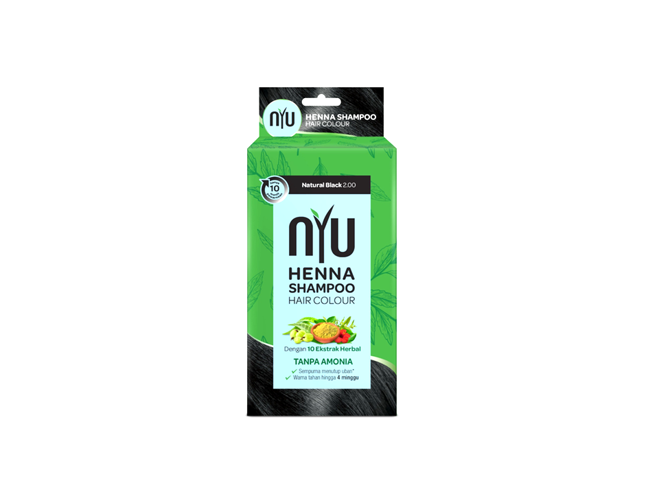 Nyu Henna Shampoo - Natural Black 4 x 18 Box (1 Carton)