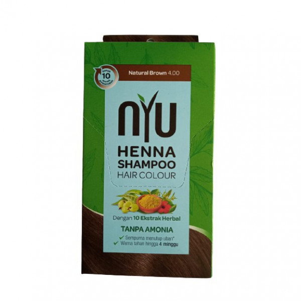 Nyu Henna Shampoo - Natural Brown 4 x 1 Box