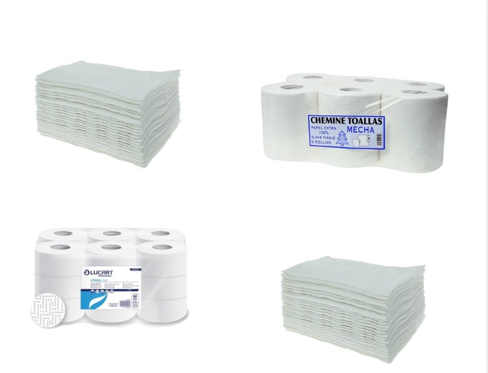 SECAMANOS, PAPEL HIGIÉNICO Y PAPEL SECAMANO PARA ASEO 