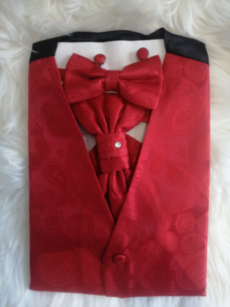 Red Paisley Waist Coat Set