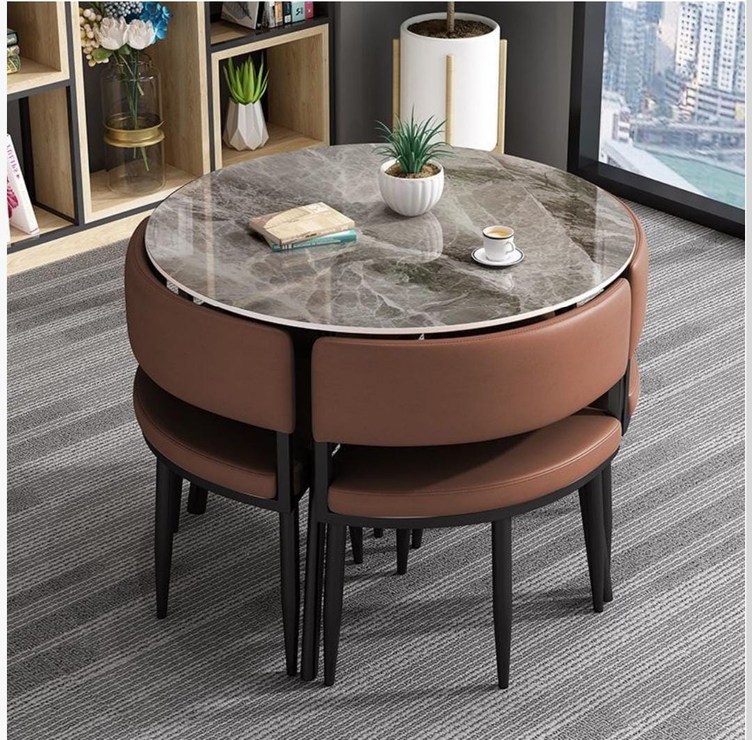 Table ronde design avec 4 chaises  ARTICLE N°: VDR_0019_2