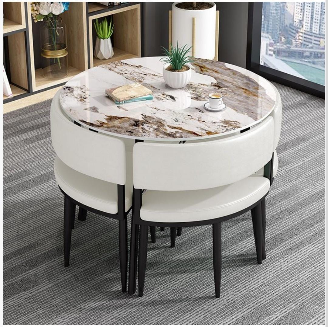 Table ronde design avec 4 chaises  ARTICLE N°: VDR_0019_1