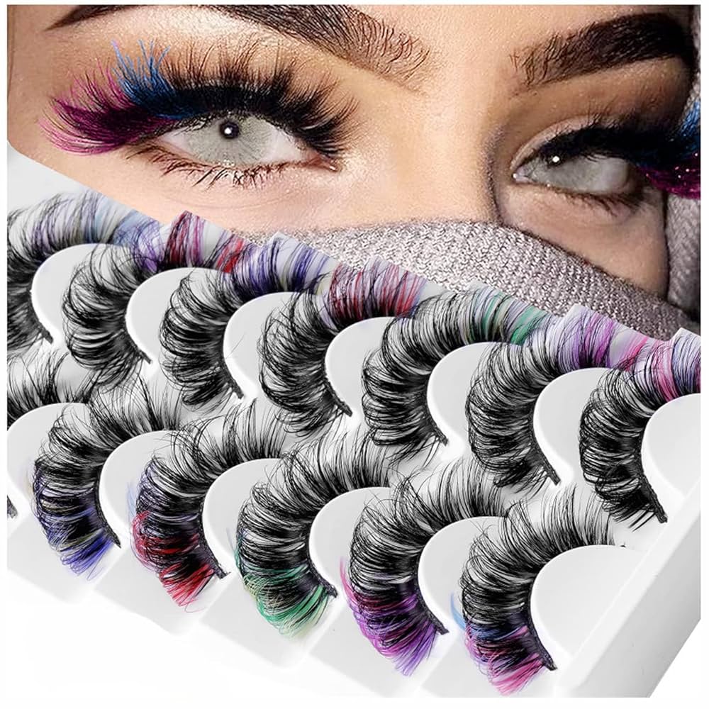 7 PAIRS COLORED EYELASHES