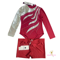 Gymnastics Training Long Sleeves Leotards  & Shorts Set