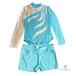 Gymnastics Training Long Sleeves Leotards  & Shorts Set