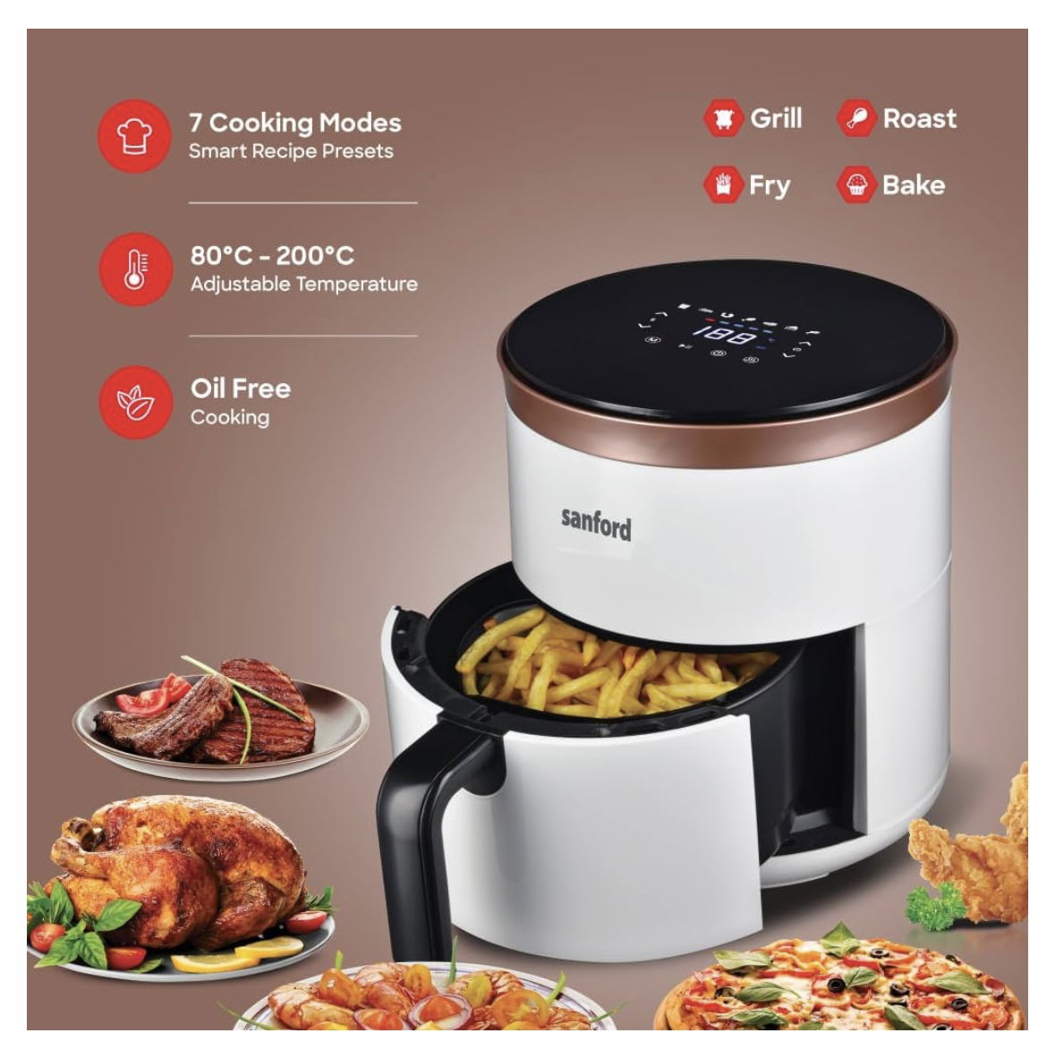 SANFORD SF2455AF Digital Air Fryer 4.0L, 1200W, _1