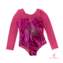 Gymnastics  Competition Leotard -Sparkly Pink Star