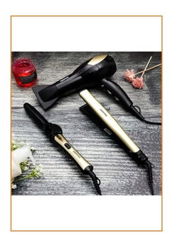 GEEPAS GHF86055 2200W 3-in-1 Hair Styling Set, Black/Golden