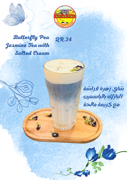 Butterfly Pea Jasmine Tea with Salted Cream