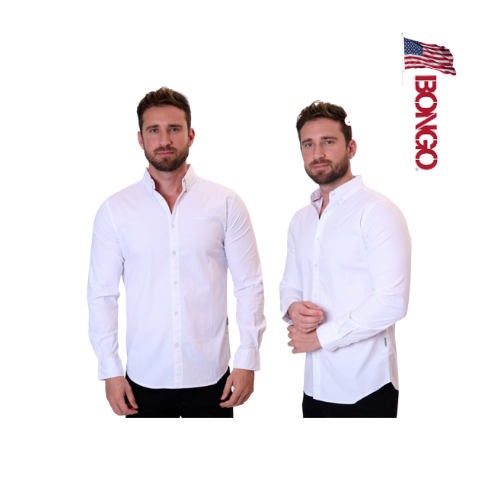 BONGO Men's Crisp White Long Sleeve Dress Shirt_0