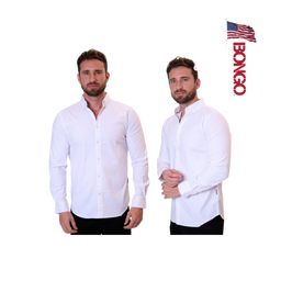 BONGO Men's Crisp White Long Sleeve Dress Shirt