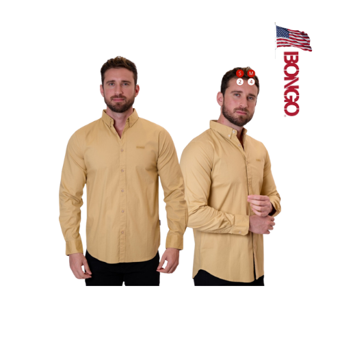 BONGO Men's Khaki Long Sleeve Casual Shirt