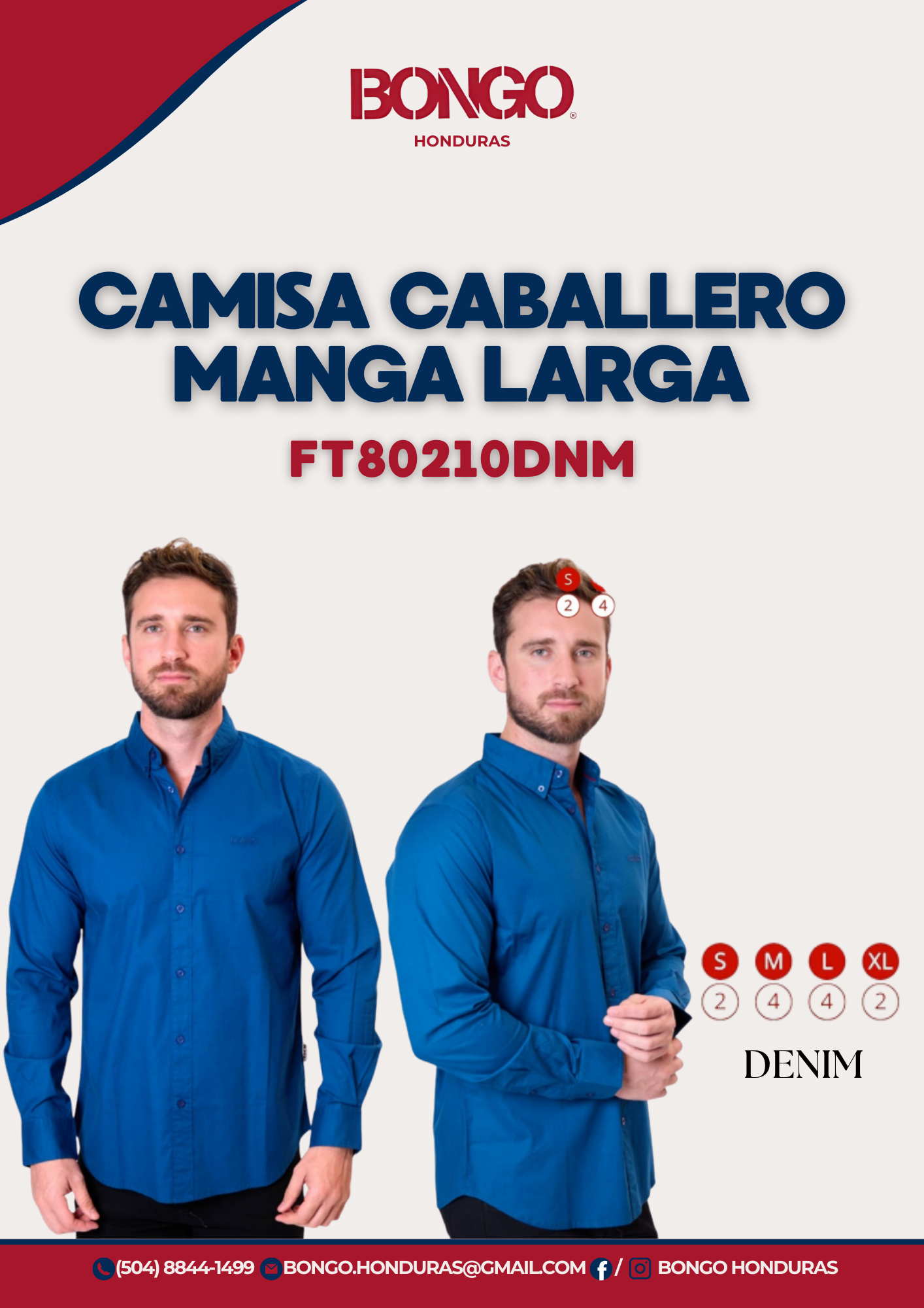 BONGO Men's Denim Blue Long Sleeve Casual Shirt_1