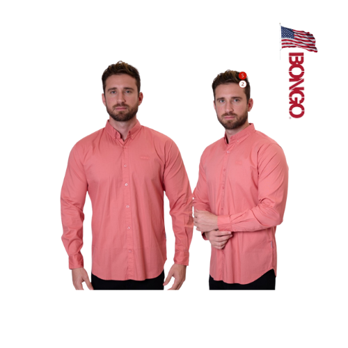 BONGO Men's Coral Pink Long Sleeve Fashion Shirt