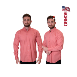 BONGO Men's Coral Pink Long Sleeve Fashion Shirt