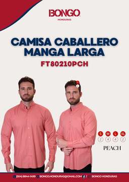 BONGO Men's Coral Pink Long Sleeve Fashion Shirt