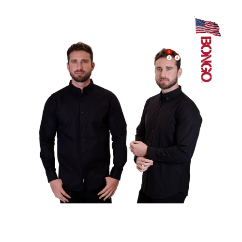 BONGO Men's Classic Black Long Sleeve Dress Shirt