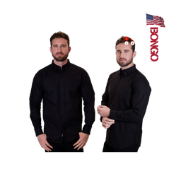BONGO Men's Classic Black Long Sleeve Dress Shirt