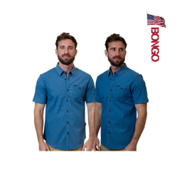 BONGO Men's Denim Blue Short Sleeve Casual Shirt