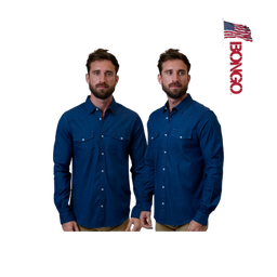 BONGO Men's Steel Blue Long Sleeve Dress Shirt