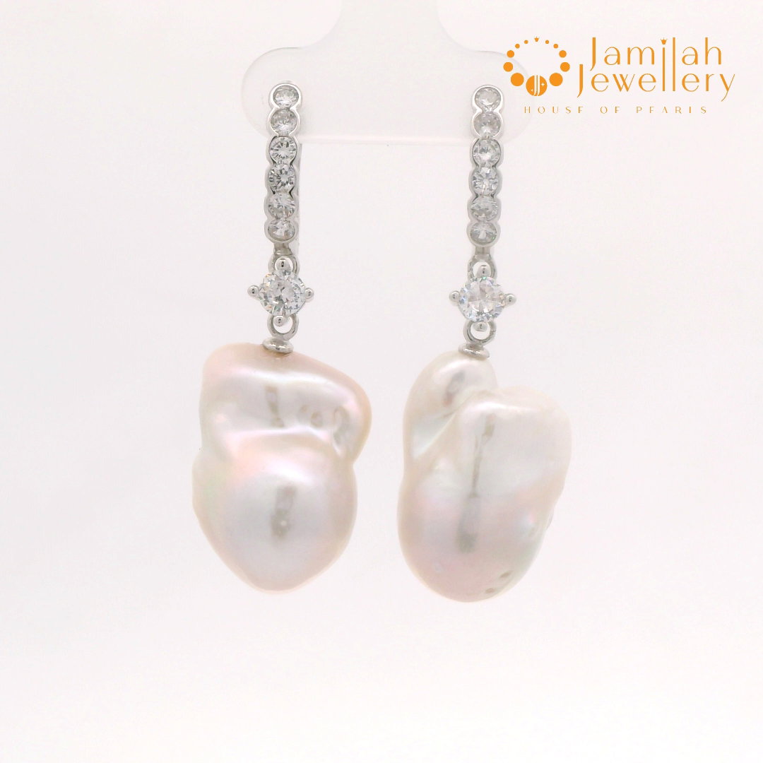 Silver 925 Baroque Pearl Earring