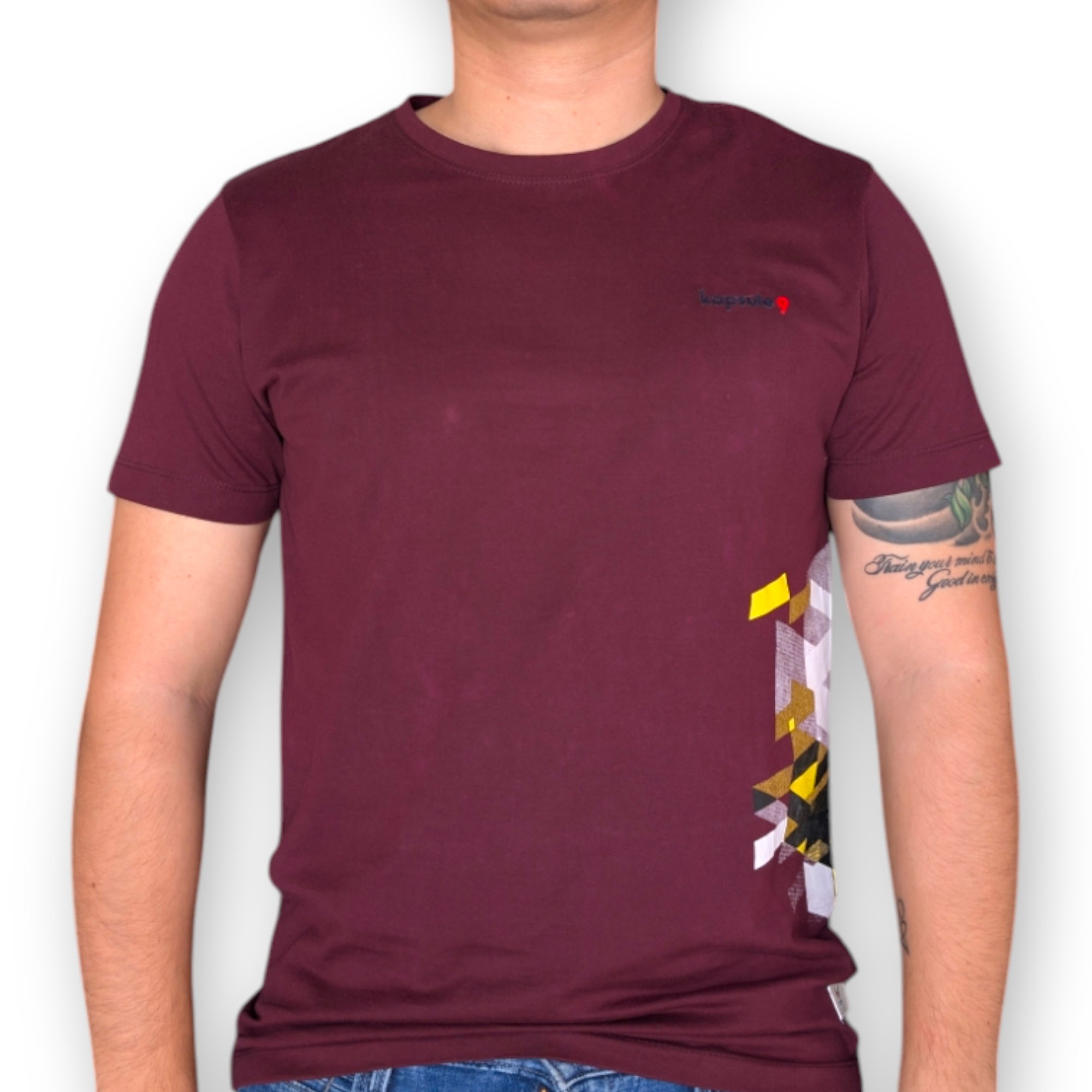 Kapsule9 T-Shirt for Men -Red, Brown_1