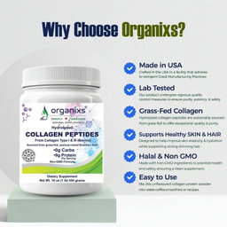 ORGANIXS COLLAGEN POWDER 1lb/16oz/454g
