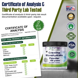ORGANIXS CREATINE MONOHYDRATE POWDER 300g