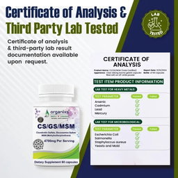 ORGANIXS GLUCOSAMINE CHONDROITIN MSM [GS/CS/MSM]