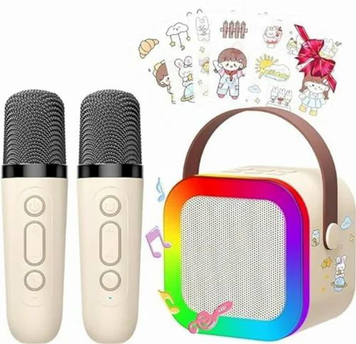 Mini Karaoke Machine for Kids Adults with 2 Wireless Microphones, Portable Bluetooth Karaoke Speaker