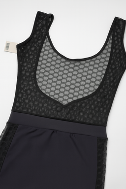 Vestido negro midi con encaje y transparencias - Size S