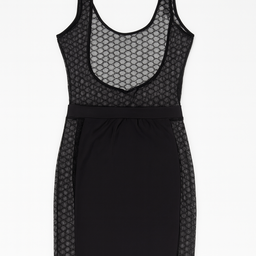 Vestido negro midi con encaje y transparencias - Size S