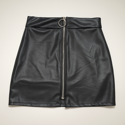 Falda corta de cuero sintético con cremallera frontal - Size M