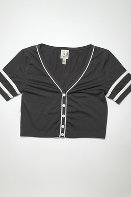Crop top negro estilo beisbolero con botones frontales - Size S