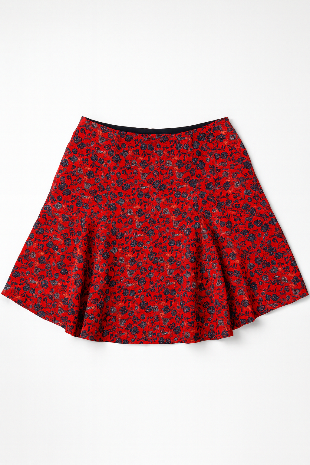 Falda roja con estampado floral en corte acampanado - Size XS/S_1
