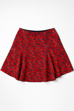 Falda roja con estampado floral en corte acampanado - Size XS/S