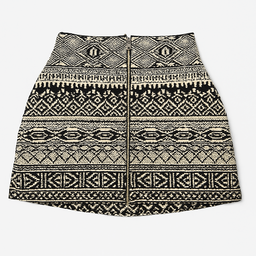 Falda corta étnica en blanco y negro con cierre trasero - Size S