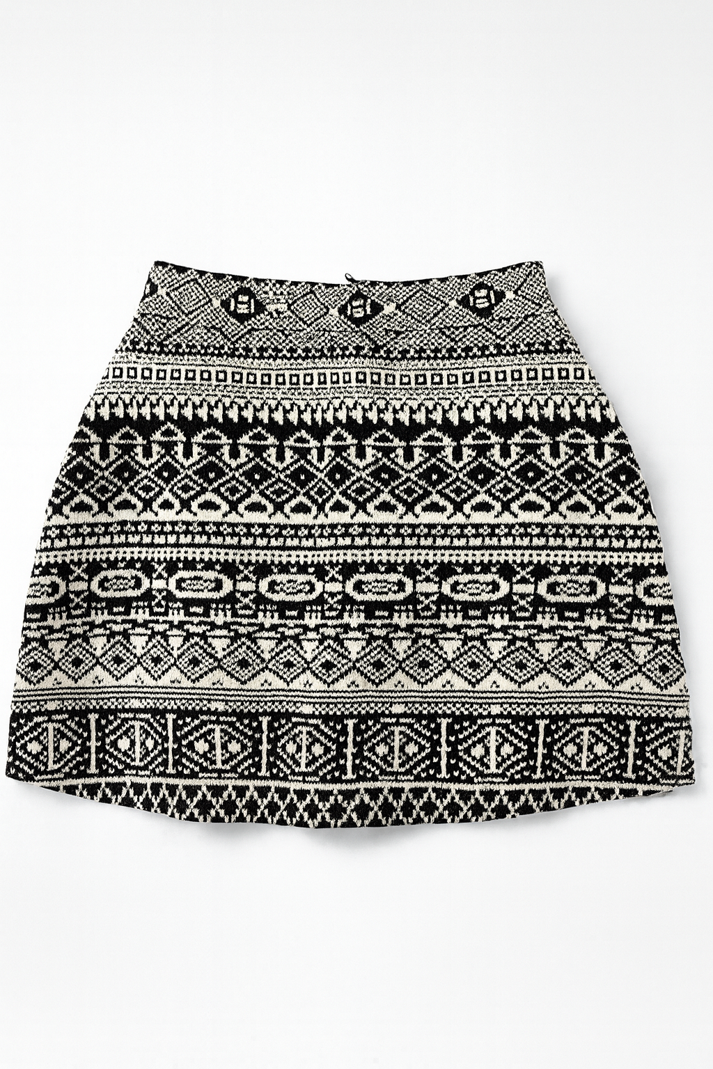 Falda corta étnica en blanco y negro con cierre trasero - Size S_0
