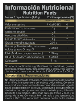 OMEGA 3 GOLD NUTRITION 30 CAPSULAS