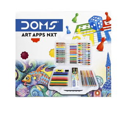Doms Art Apps Nxt Kit With Plastic Carry Case | Perfect Value Pack | Kit For School Essentials | Gifting Range For Kids | Combination of 9 Stationery Items