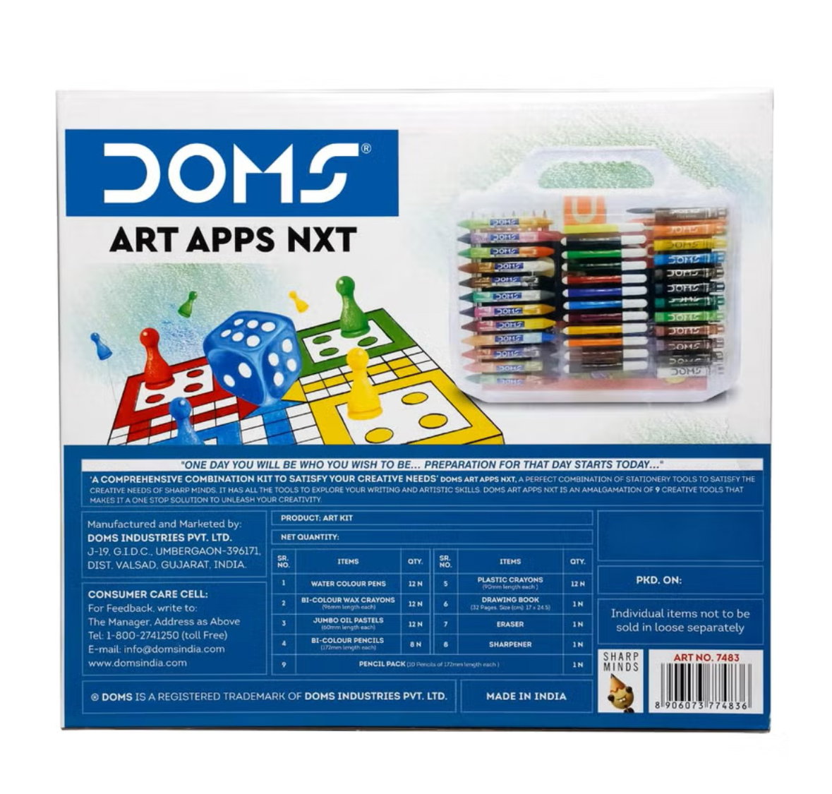 Doms Art Apps Nxt Kit With Plastic Carry Case | Perfect Value Pack | Kit For School Essentials | Gifting Range For Kids | Combination of 9 Stationery Items_3